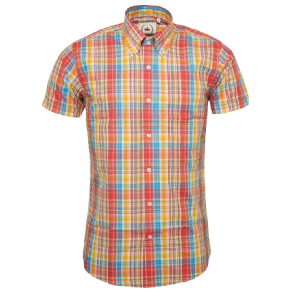 Orange Check Short Sleeved Shirt from Relco