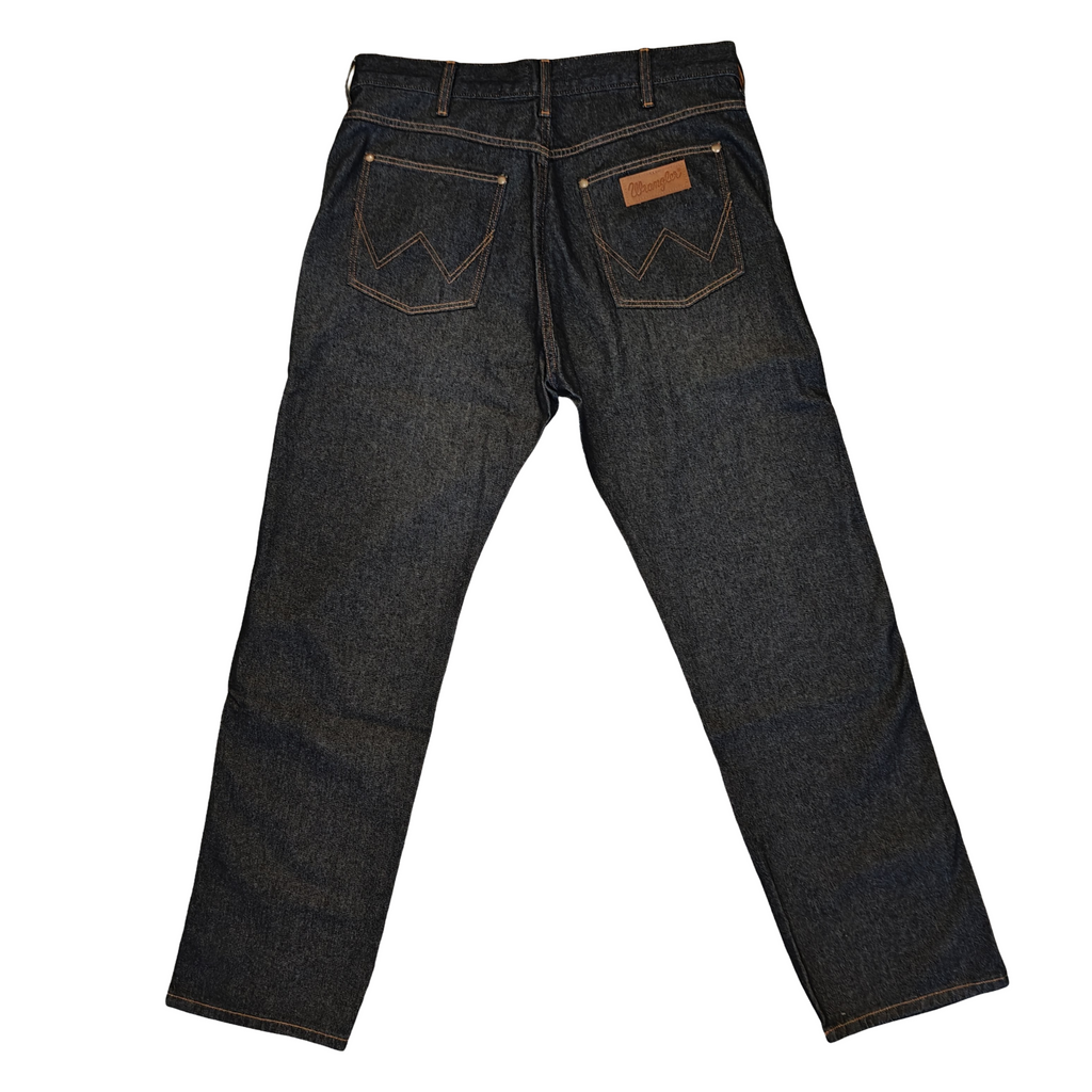 Pair of dark blue jeans on a white background