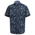Abstract Surfboard Print Navy Short Sleeve Shirt - King Size