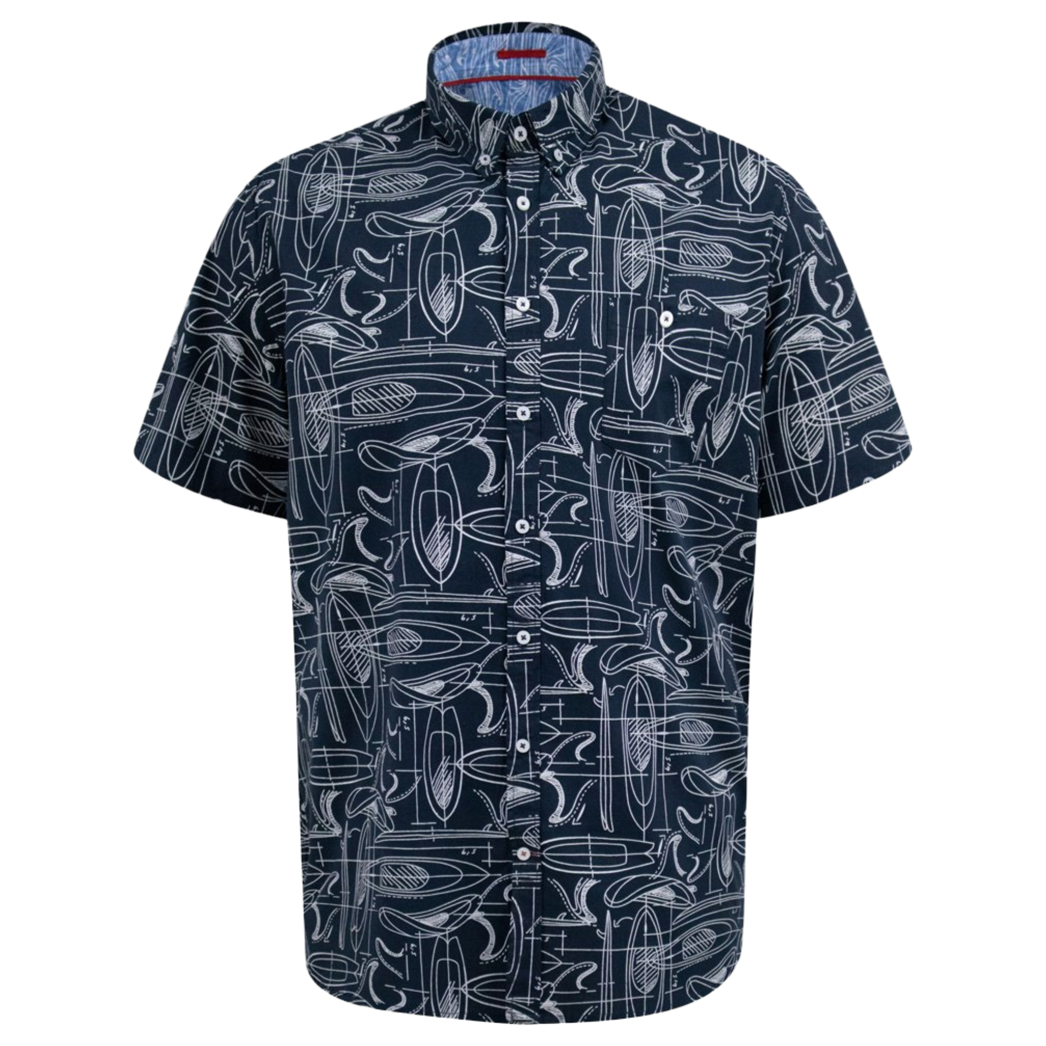 Abstract Surfboard Print Navy Short Sleeve Shirt - King Size