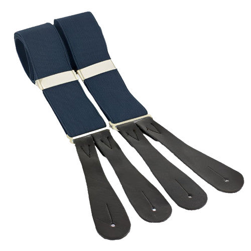 Braces, or suspenders, leather end button on type in nay