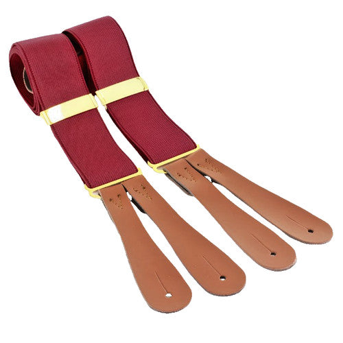 Braces, or suspenders, leather end button on type in wine