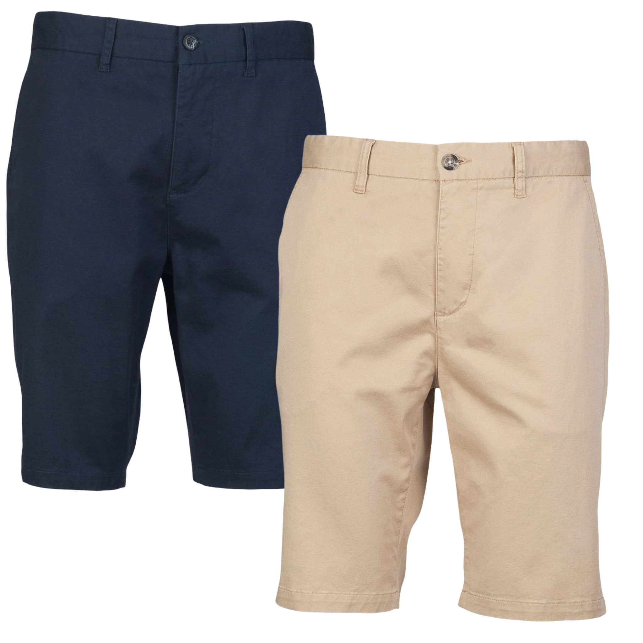 Chino Shorts in Stretch Cotton. Navy or Stone