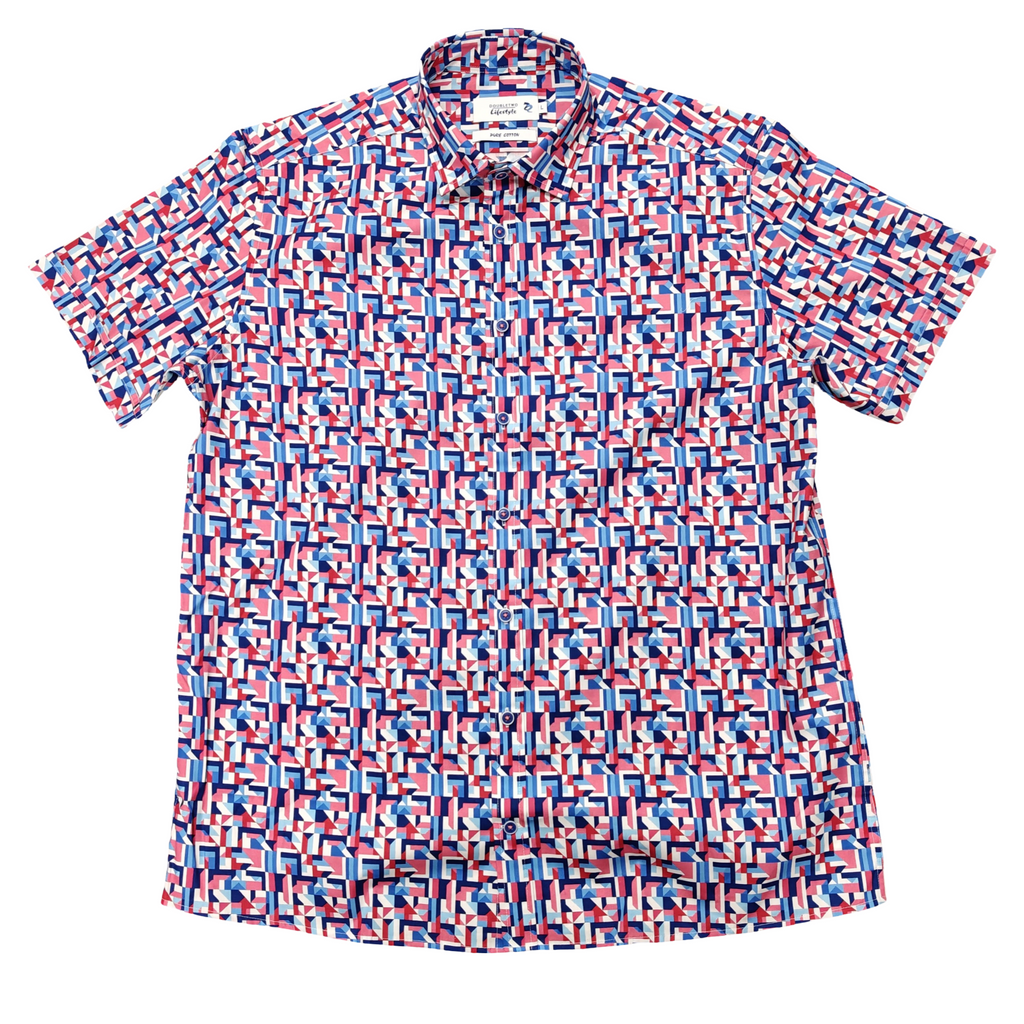 Double 2 Lifestyle Red White Blue Short Sleeve Shirt