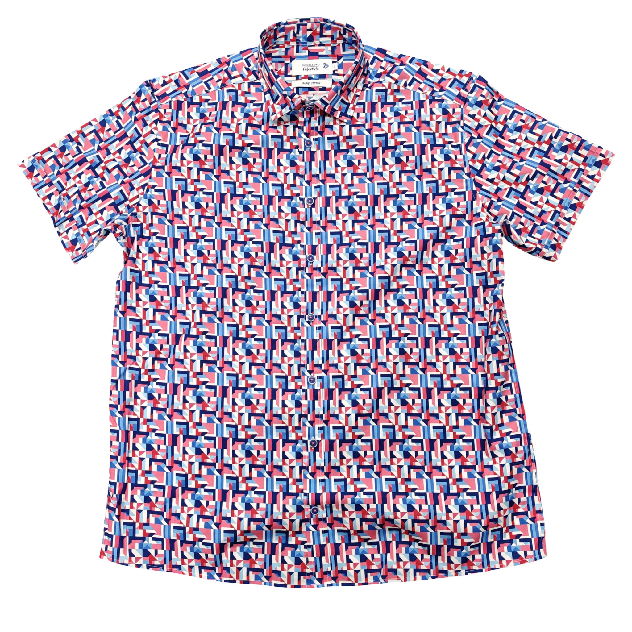 Double 2 Lifestyle Red White Blue Short Sleeve Shirt