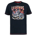 black t shirt featuring motorcycle legends graphic