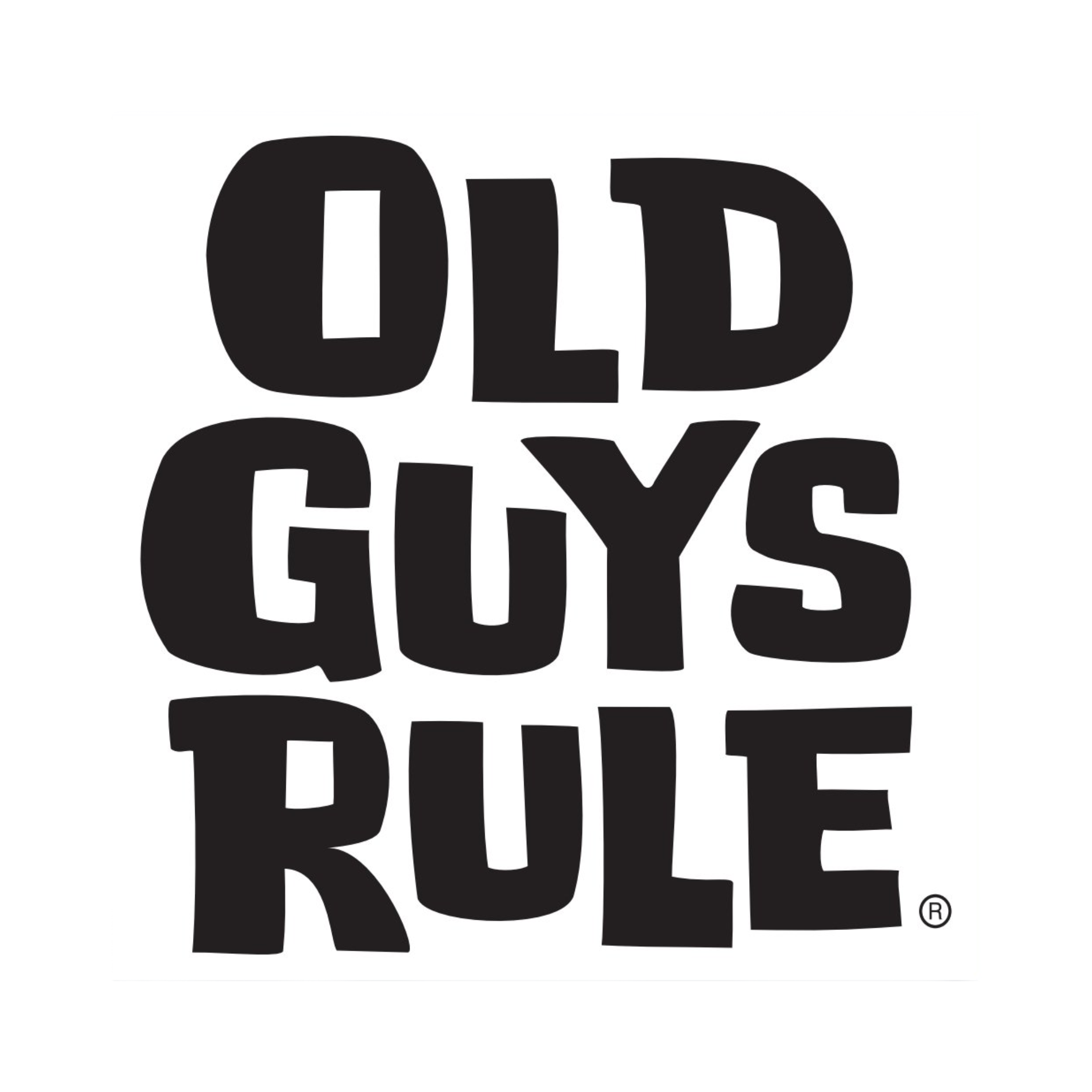 Black text 'OLD GUYS RULE' on a white background