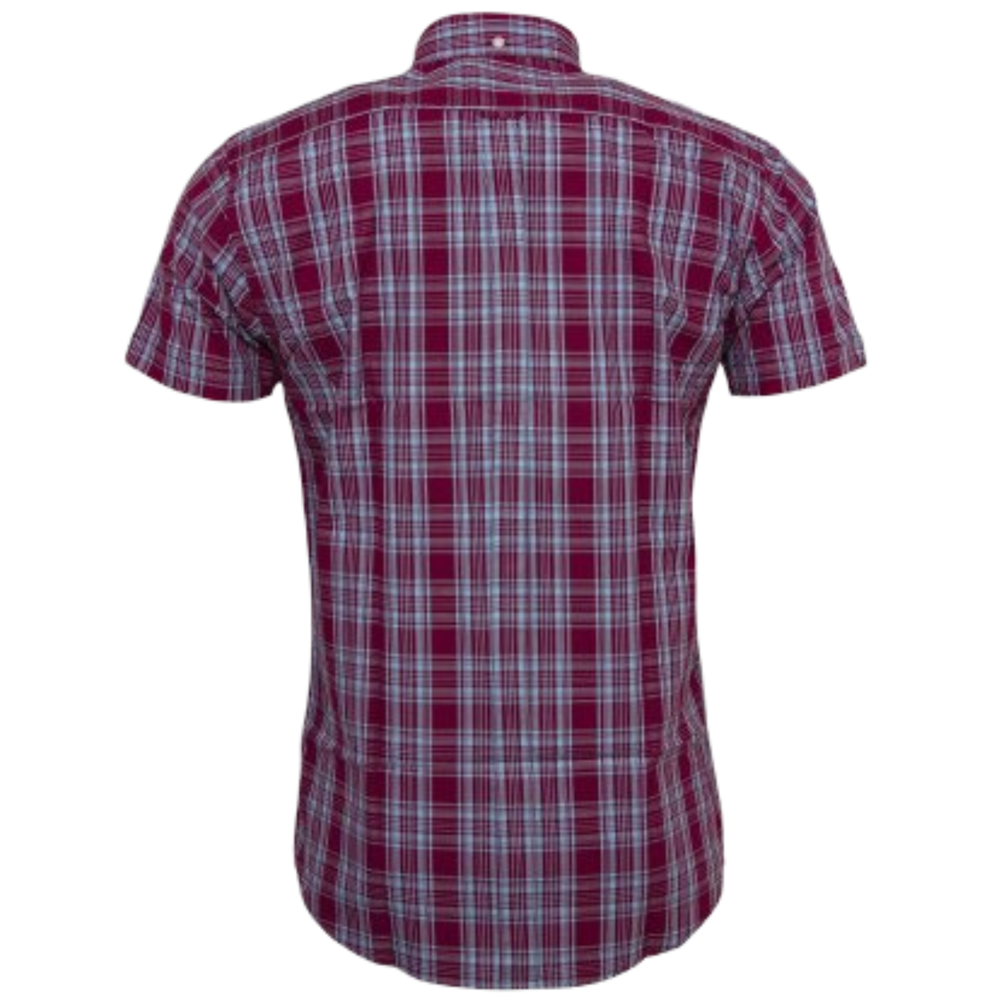 Plaid short-sleeve shirt on a white background