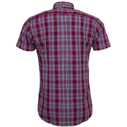 Plaid short-sleeve shirt on a white background